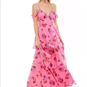 Hot Pink tiered floral maxi dress, size 3. Perfect for summer wedding!